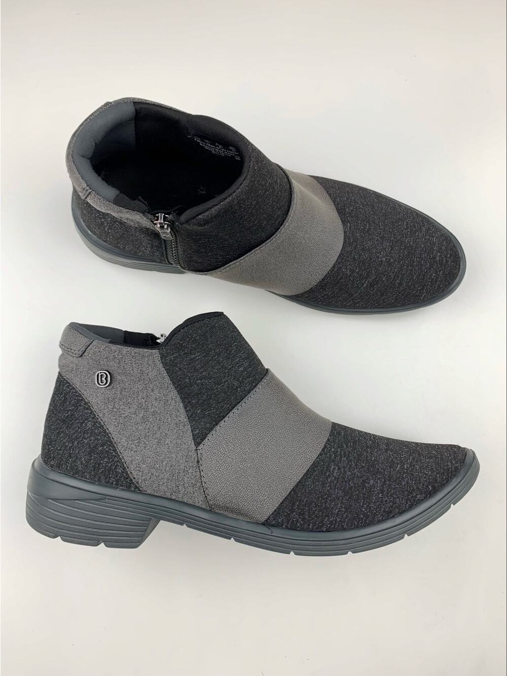 Bzees Billie Ankle Boots Stretch Knit Grey Comfort Booties Zipper Women's 10